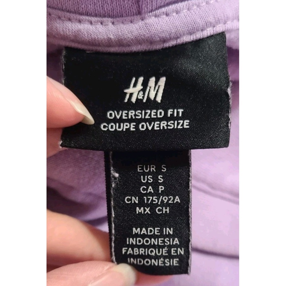 H&M Felix the Cat Hoodie Womens Small Oversized Lavender Retro Graphic Pullover - Picture 5 of 11